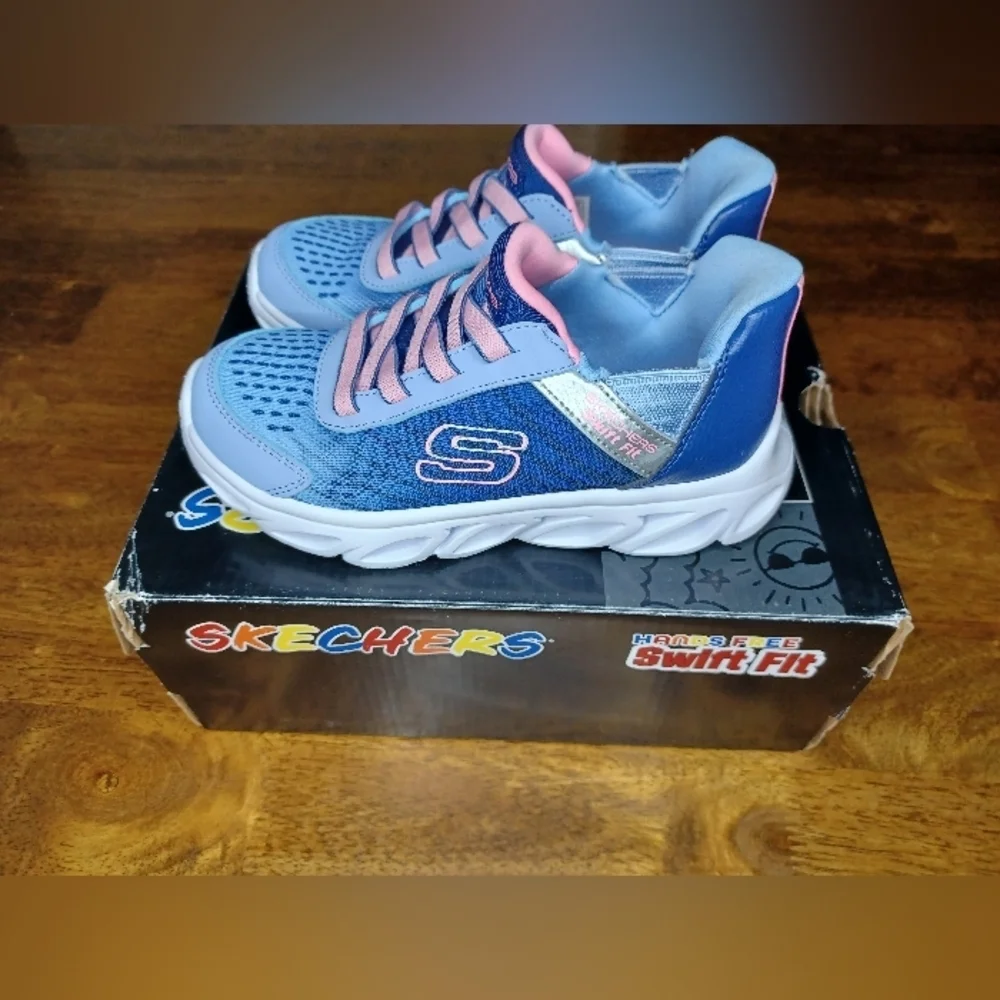 Skechers Kids Light Blue and Pink Sneakers